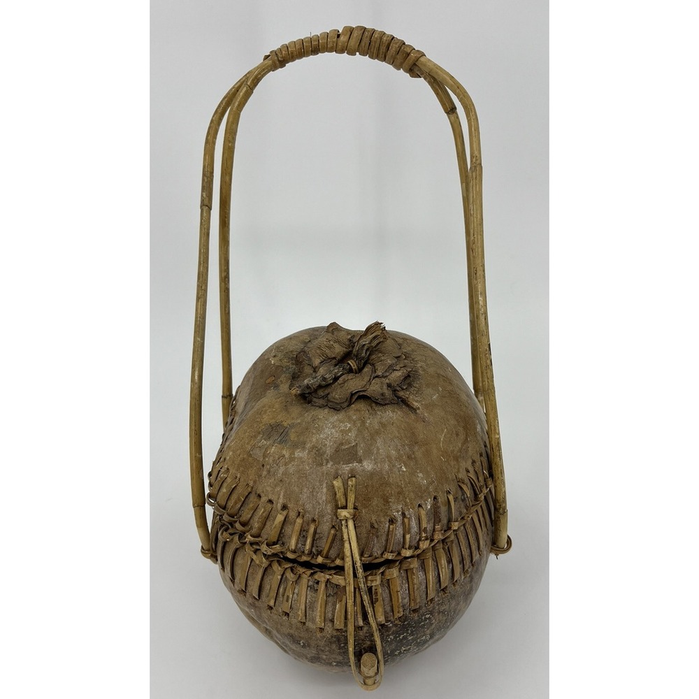 Vintage Coconut Purse Handbag Caddy Tiki Tropical Theme Stationary Handle